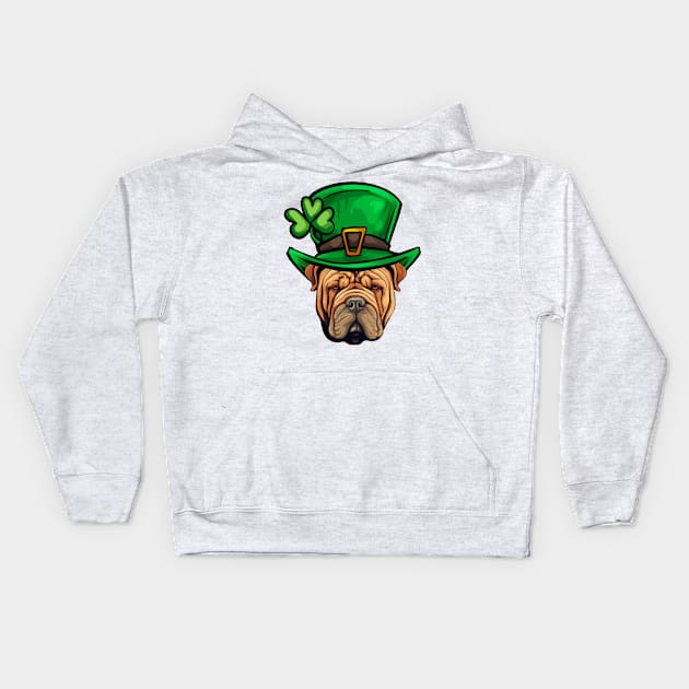 Funny St Patricks Day Shar Pei Sharpei Kids Hoodie by whyitsme